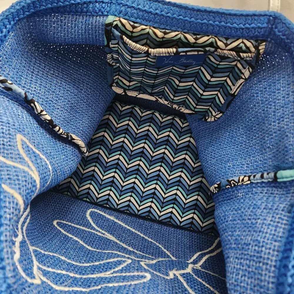 Vera Bradley Blue Bayou Dragonfly Coated Crochet Large Tote